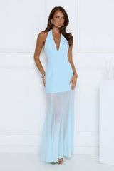 Diamond District Halter Maxi Dress Blue
